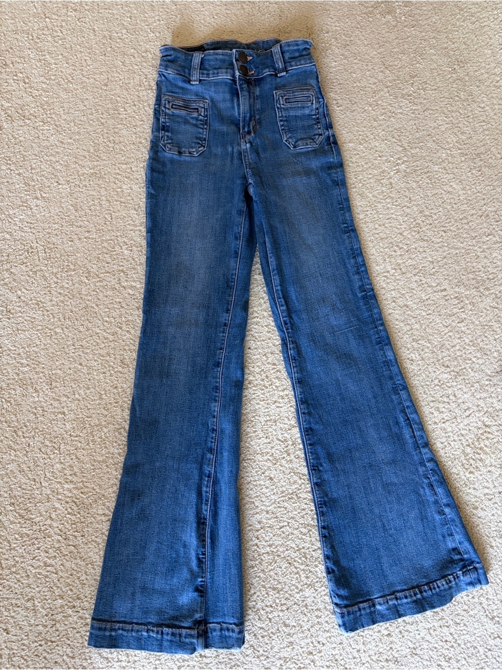 American Eagle Outfitters Dark Blue High-Rise Flare Jeans